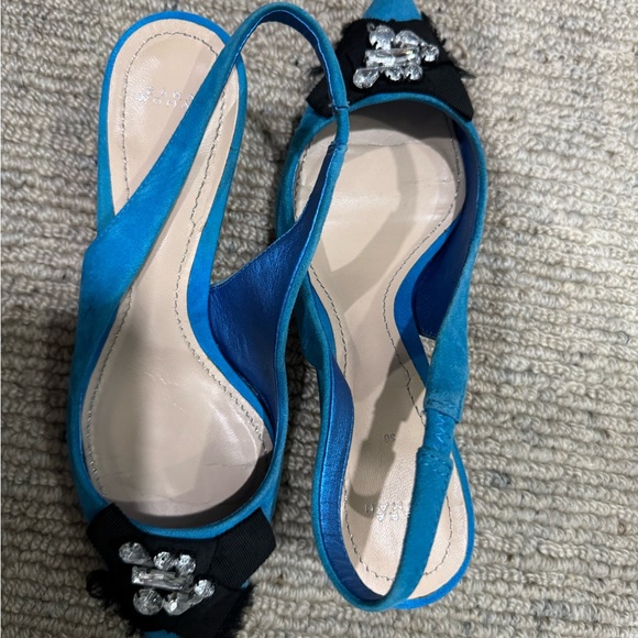 Blue Slingback Heels with Crystal Embellishment - Picture 2 of 5